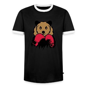 Bear boxer glove boxing - Men's Ringer Shirt - black/white - Front - AI Model Female 172 light (172cm) & AI Model Male 178 light (178cm)