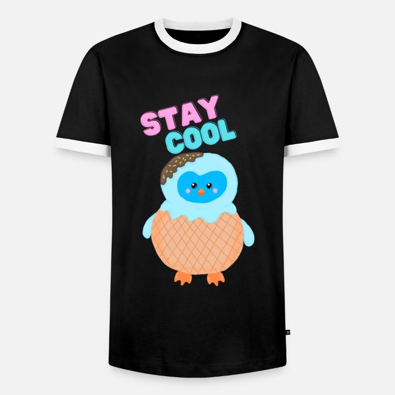 Stay cool Eiscreme Pingu - Männer Kontrast-T-Shirt - Schwarz/Weiß