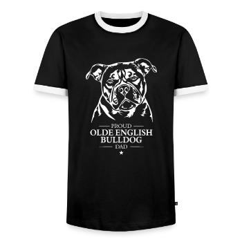 Olde English Bulldog Dad Hunde Hund OEB Wilsigns - Männer Kontrast-T-Shirt - Schwarz/Weiß - Vorne - AI Model Female 172 light (172cm) & AI Model Male 178 light (178cm)