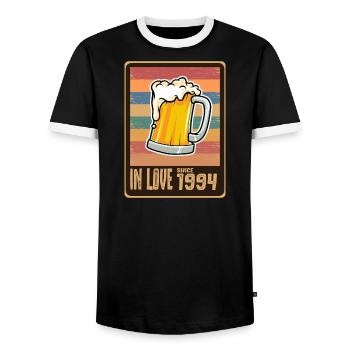 Ich liebe Bier seit 1994 - Männer Kontrast-T-Shirt - Schwarz/Weiß - Vorne - AI Model Female 172 light (172cm) & AI Model Male 178 light (178cm)