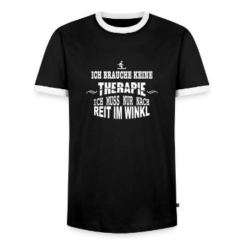 THERAPIE Reit im Winkl - Männer Kontrast-T-Shirt - Schwarz/Weiß - Vorne - AI Model Female 172 light (172cm) & AI Model Male 178 light (178cm)
