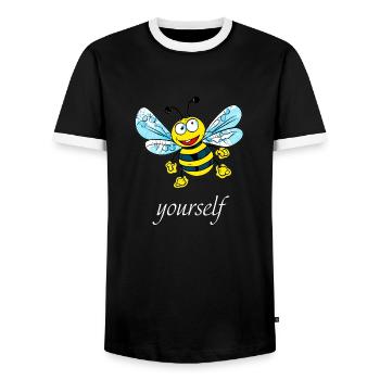be (e) yourself - Men's Ringer Shirt - black/white - Front - AI Model Female 172 light (172cm) & AI Model Male 178 light (178cm)