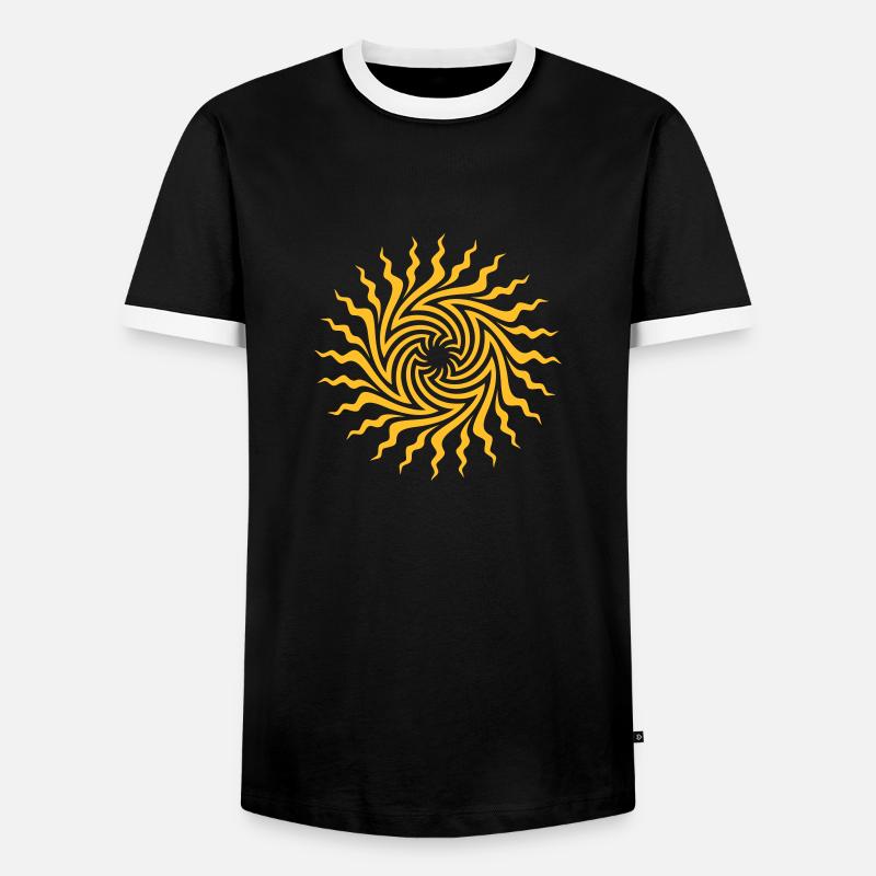 psychedelic_sun_201007 - Men's Ringer Shirt - black/white
