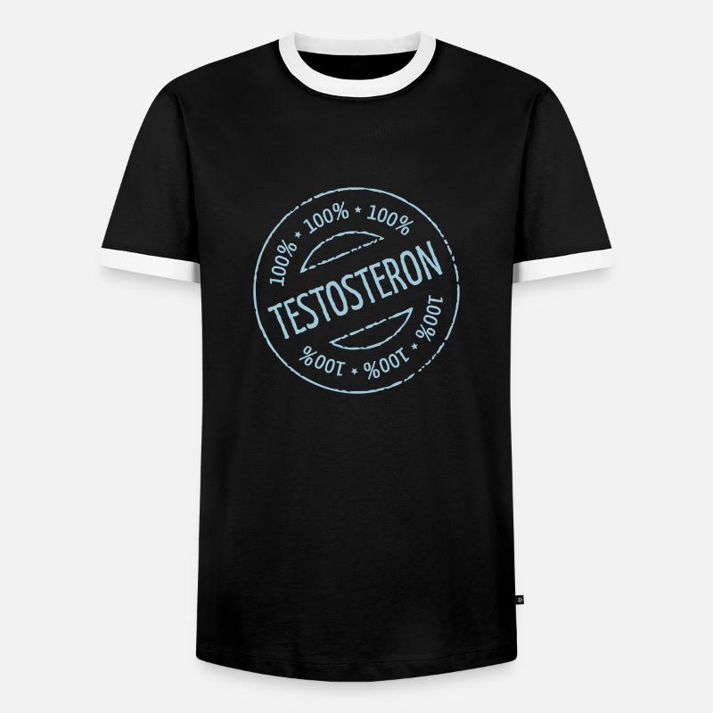 100% Testosteron - Männer Kontrast-T-Shirt - Schwarz/Weiß