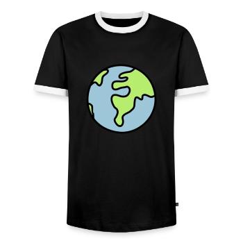 Globus - Welt - Männer Kontrast-T-Shirt - Schwarz/Weiß - Vorne - AI Model Female 172 light (172cm) & AI Model Male 178 light (178cm)