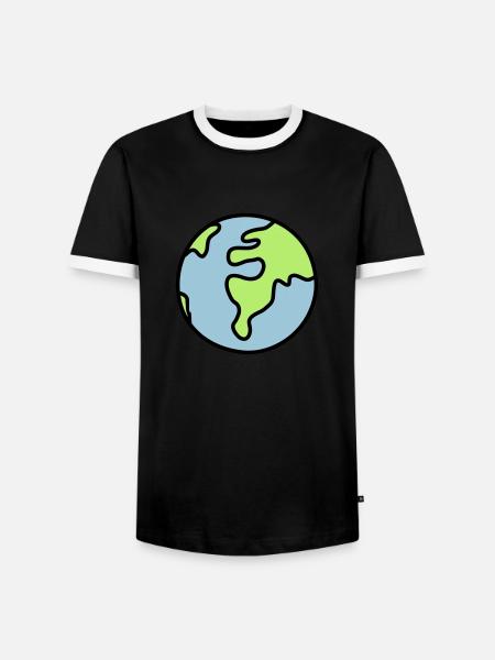 Globus - Welt - Männer Kontrast-T-Shirt - Schwarz/Weiß
