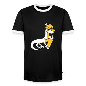 lizard beer bavaria alcohol drinking pa - Men's Ringer Shirt - black/white - Front - AI Model Female 172 light (172cm) & AI Model Male 178 light (178cm)