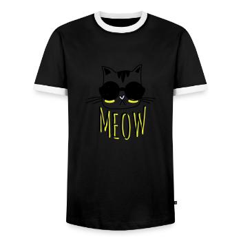 Cool Cat - Männer Kontrast-T-Shirt - Schwarz/Weiß - Vorne - AI Model Female 172 light (172cm) & AI Model Male 178 light (178cm)
