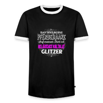 BELGISCHES KALTBLUT - Glitzer - Männer Kontrast-T-Shirt - Schwarz/Weiß - Vorne - AI Model Female 172 light (172cm) & AI Model Male 178 light (178cm)
