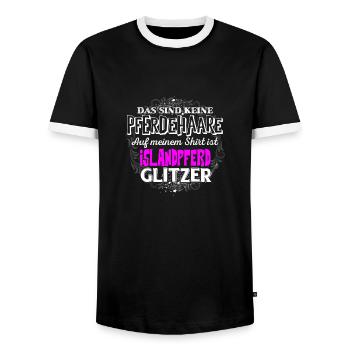 ISLANDPFERD - Glitzer - Männer Kontrast-T-Shirt - Schwarz/Weiß - Vorne - AI Model Female 172 light (172cm) & AI Model Male 178 light (178cm)