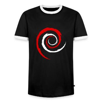 Austrian Debian Swirl - Männer Kontrast-T-Shirt - Schwarz/Weiß - Vorne - AI Model Female 172 light (172cm) & AI Model Male 178 light (178cm)