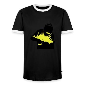 Welder 2-colored - Men's Ringer Shirt - black/white - Front - AI Model Female 172 light (172cm) & AI Model Male 178 light (178cm)