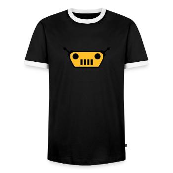 Cool Robot Face Design - T-shirt contrasté Homme - noir/blanc - Devant - AI Model Female 172 light (172cm) & AI Model Male 178 light (178cm)