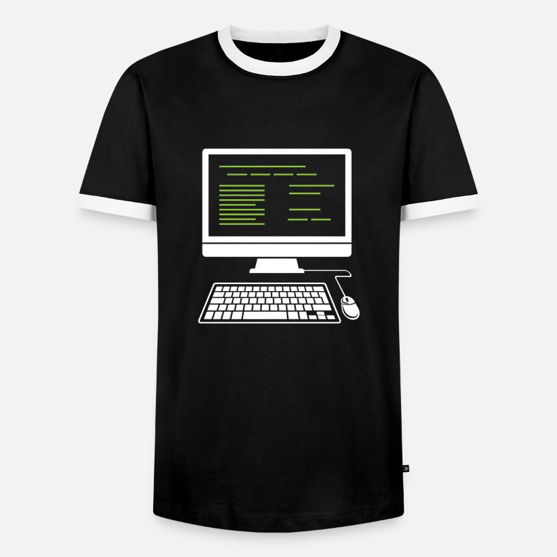 PC computer - Men's Ringer Shirt - black/white