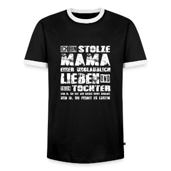 proud mom of a dear and great daughter - Men's Ringer Shirt - black/white - Front - AI Model Female 172 light (172cm) & AI Model Male 178 light (178cm)