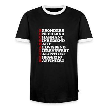 buchhalter spruch - Männer Kontrast-T-Shirt - Schwarz/Weiß - Vorne - AI Model Female 172 light (172cm) & AI Model Male 178 light (178cm)
