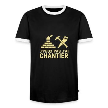 Chantier - T-shirt contrasté Homme - noir/blanc - Devant - AI Model Female 172 light (172cm) & AI Model Male 178 light (178cm)