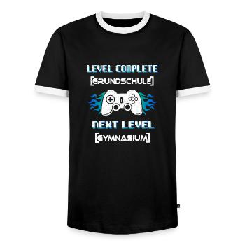 Enrollment in high school 5th grade gamer - Men's Ringer Shirt - black/white - Front - AI Model Female 172 light (172cm) & AI Model Male 178 light (178cm)
