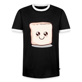 Kawaii Marshmallow | S'more | Camping - Men's Ringer Shirt - black/white - Front - AI Model Female 172 light (172cm) & AI Model Male 178 light (178cm)