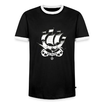 Havana - Cuba - Men's Ringer Shirt - black/white - Front - AI Model Female 172 light (172cm) & AI Model Male 178 light (178cm)