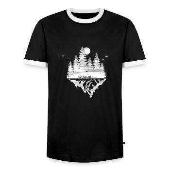 Go Explore - Men's Ringer Shirt - black/white - Front - AI Model Female 172 light (172cm) & AI Model Male 178 light (178cm)