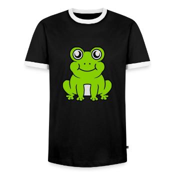 Small seated sweet frog - Men's Ringer Shirt - black/white - Front - AI Model Female 172 light (172cm) & AI Model Male 178 light (178cm)