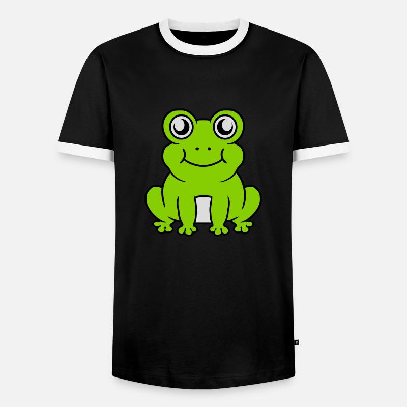 Kleiner sitzender süßer Frosch - Männer Kontrast-T-Shirt - Schwarz/Weiß