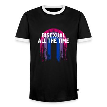Bisexuel tout le temps Bi Citation Motivationnelle Bi - T-shirt contrasté Homme - noir/blanc - Devant - AI Model Female 172 light (172cm) & AI Model Male 178 light (178cm)