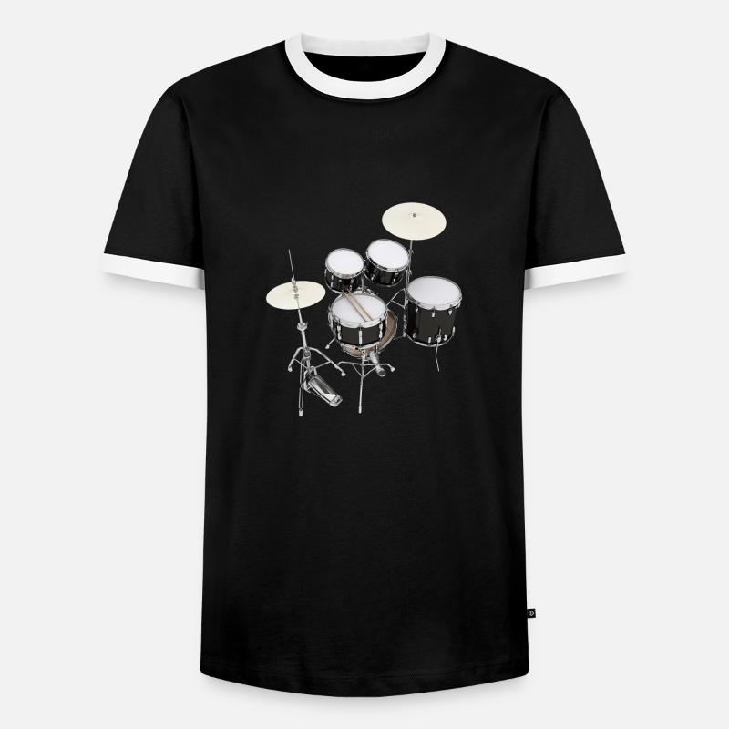 Schlagzeug, Drumset, Drumkit, Drums - Männer Kontrast-T-Shirt - Schwarz/Weiß