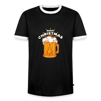 CHRISTMAS BEER 2 - Männer Kontrast-T-Shirt - Schwarz/Weiß - Vorne - AI Model Female 172 light (172cm) & AI Model Male 178 light (178cm)