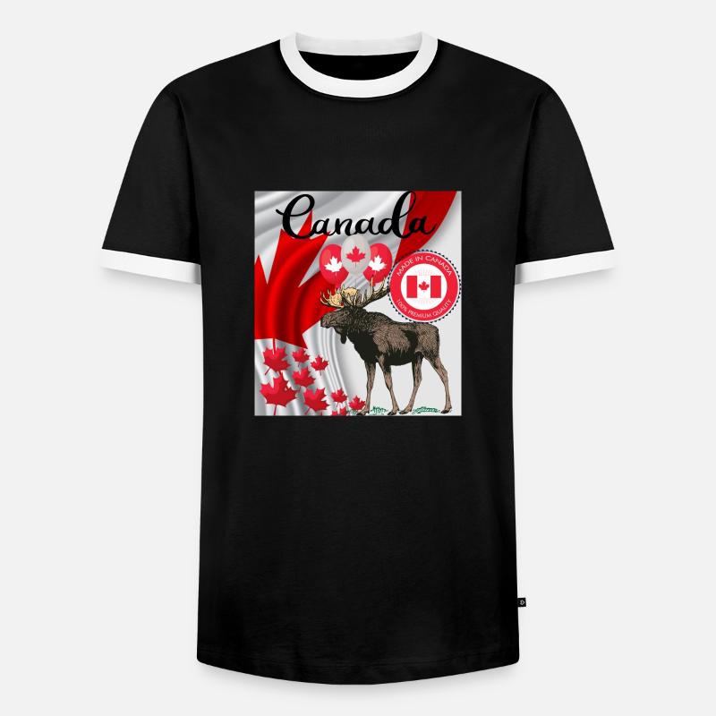 Canada, maple leaf. - Men's Ringer Shirt - black/white