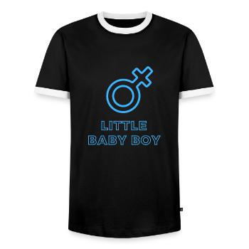 Annonce de bébé - Garçon - Grossesse - T-shirt contrasté Homme - noir/blanc - Devant - AI Model Female 172 light (172cm) & AI Model Male 178 light (178cm)