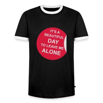 leave me alone day - Men's Ringer Shirt - black/white - Front - AI Model Female 172 light (172cm) & AI Model Male 178 light (178cm)