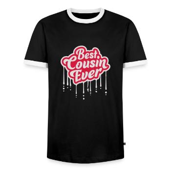 best cousin ever quote - Men's Ringer Shirt - black/white - Front - AI Model Female 172 light (172cm) & AI Model Male 178 light (178cm)