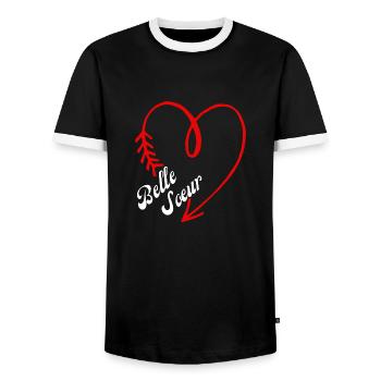 belle sœur cœur - T-shirt contrasté Homme - noir/blanc - Devant - AI Model Female 172 light (172cm) & AI Model Male 178 light (178cm)