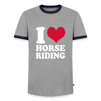 Reiten Reiterin Pferdemädchen I Love Horse Riding - Männer Kontrast-T-Shirt - Grau/Navy  - Vorne - AI Model Female 172 light (172cm) & AI Model Male 178 light (178cm)
