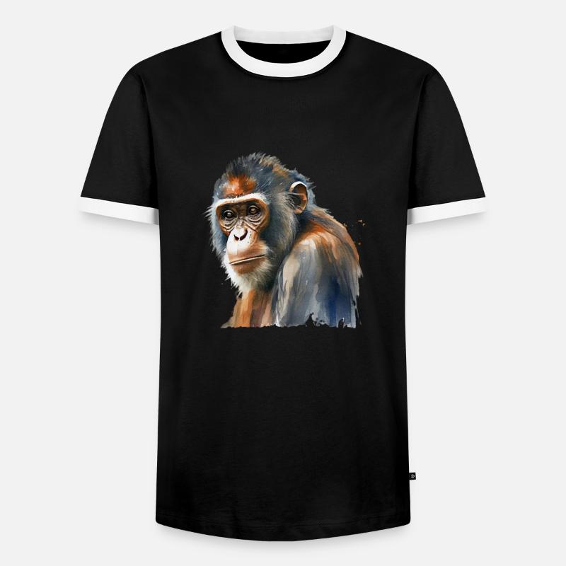 monkey - Männer Kontrast-T-Shirt - Schwarz/Weiß