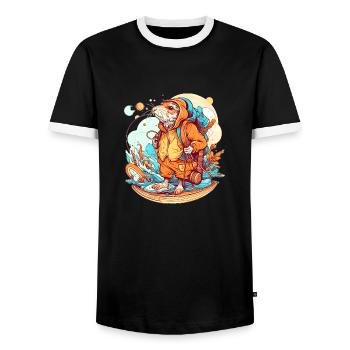 L’aventure du rat-taupe commence maintenant - T-shirt contrasté Homme - noir/blanc - Devant - AI Model Female 172 light (172cm) & AI Model Male 178 light (178cm)
