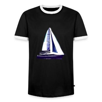 Sailing ship Sailing Sailing Sailing Sailboat - Men's Ringer Shirt - black/white - Front - AI Model Female 172 light (172cm) & AI Model Male 178 light (178cm)
