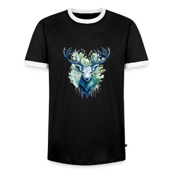 Cerf - T-shirt contrasté Homme - noir/blanc - Devant - AI Model Female 172 light (172cm) & AI Model Male 178 light (178cm)