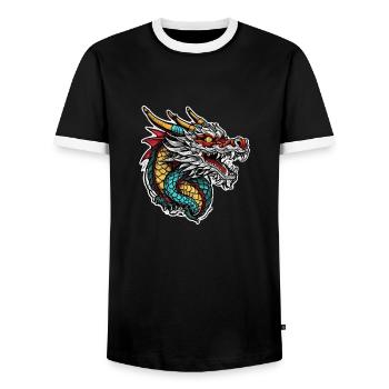 Asiatischer Drache - Japan - Chinesisch - Männer Kontrast-T-Shirt - Schwarz/Weiß - Vorne - AI Model Female 172 light (172cm) & AI Model Male 178 light (178cm)