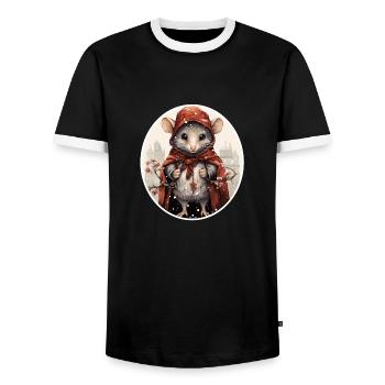 Winter City Mice - Men's Ringer Shirt - black/white - Front - AI Model Female 172 light (172cm) & AI Model Male 178 light (178cm)