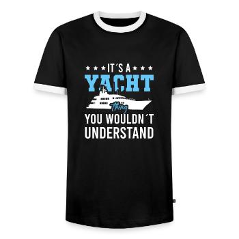 Yacht Segelschiff Vintage Sailing Sprüche - Männer Kontrast-T-Shirt - Schwarz/Weiß - Vorne - AI Model Female 172 light (172cm) & AI Model Male 178 light (178cm)
