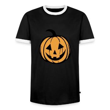 Pumpkin Face - Men's Ringer Shirt - black/white - Front - AI Model Female 172 light (172cm) & AI Model Male 178 light (178cm)
