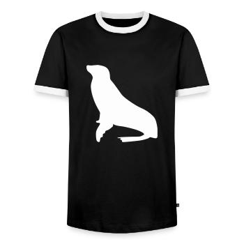 robbe 1 - Männer Kontrast-T-Shirt - Schwarz/Weiß - Vorne - AI Model Female 172 light (172cm) & AI Model Male 178 light (178cm)