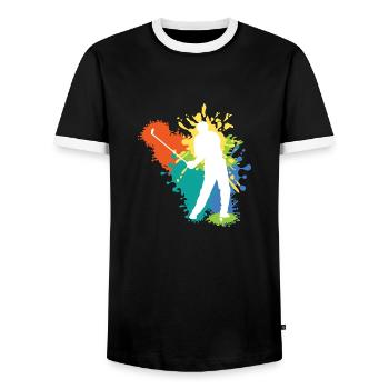 Belle idee cadeau design Golf - T-shirt contrasté Homme - noir/blanc - Devant - AI Model Female 172 light (172cm) & AI Model Male 178 light (178cm)