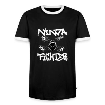 Ninja Fighter - Men's Ringer Shirt - black/white - Front - AI Model Female 172 light (172cm) & AI Model Male 178 light (178cm)