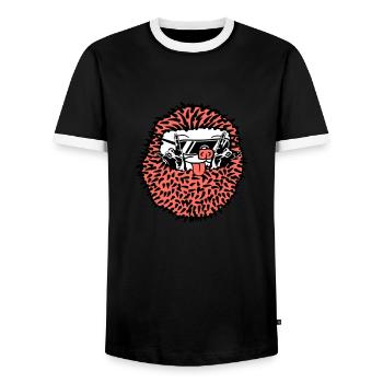 Roulé mignon hérisson montre des mains cool en métal lourd - T-shirt contrasté Homme - noir/blanc - Devant - AI Model Female 172 light (172cm) & AI Model Male 178 light (178cm)