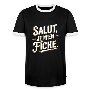 Salut je m'en fiche - T-shirt contrasté Homme - noir/blanc - Devant - AI Model Female 172 light (172cm) & AI Model Male 178 light (178cm)