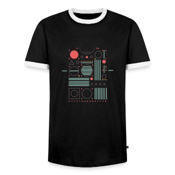 Elementary Design - Men's Ringer Shirt - black/white - Front - AI Model Female 172 light (172cm) & AI Model Male 178 light (178cm)